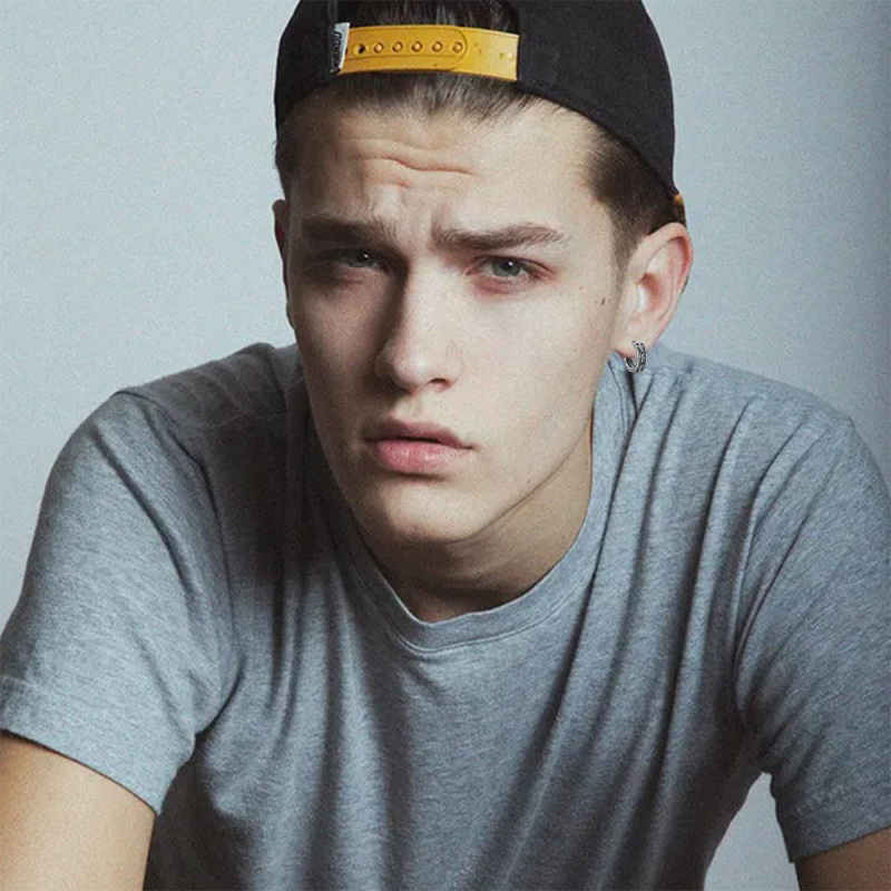 Brincos de prata esterlina com argola de dinossauro para homem-3