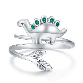 Sterling Silver Cubic Zirconia Dinosaur Open Ring-6