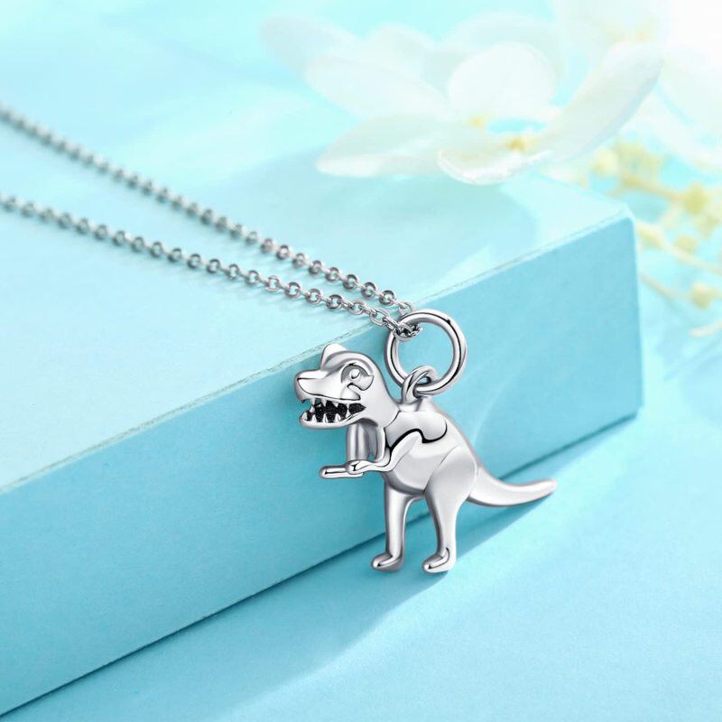Sterling Silver Dinosaur Pendant Necklace for Women-4