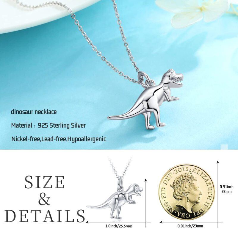 Sterling Silver Dinosaur Pendant Necklace for Women-5