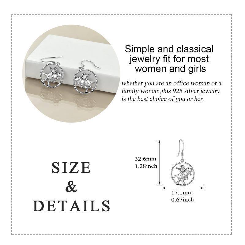 Sterling Silver Dinosaur & Sloth Drop Earrings For Women-5