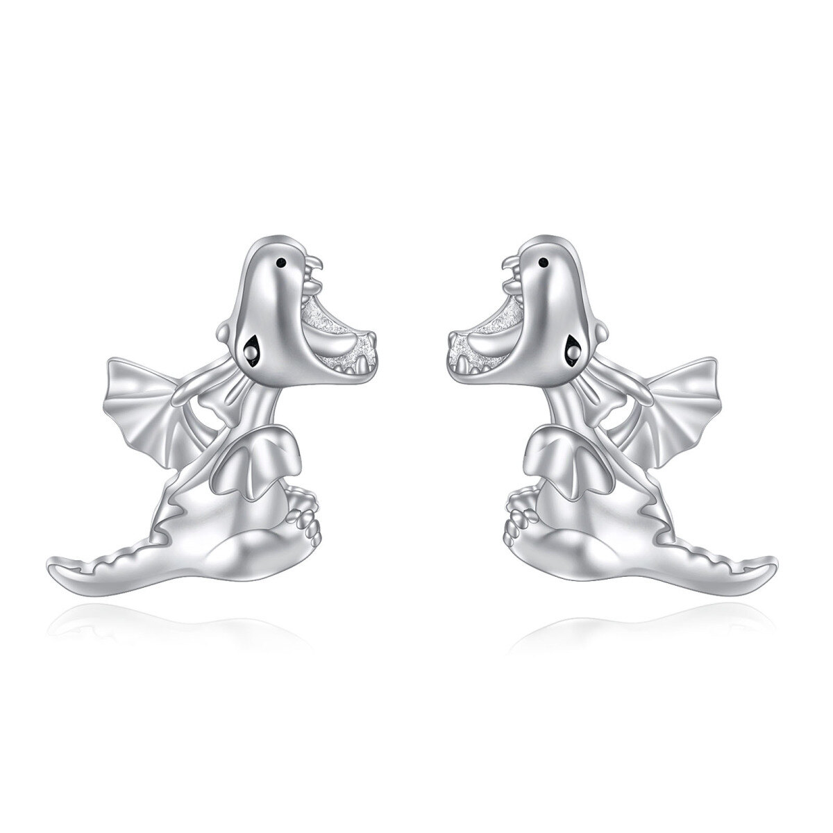 Sterling Silver Dinosaur Stud Earrings-1