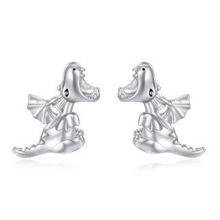 Sterling Silver Dinosaur Stud Earrings-29