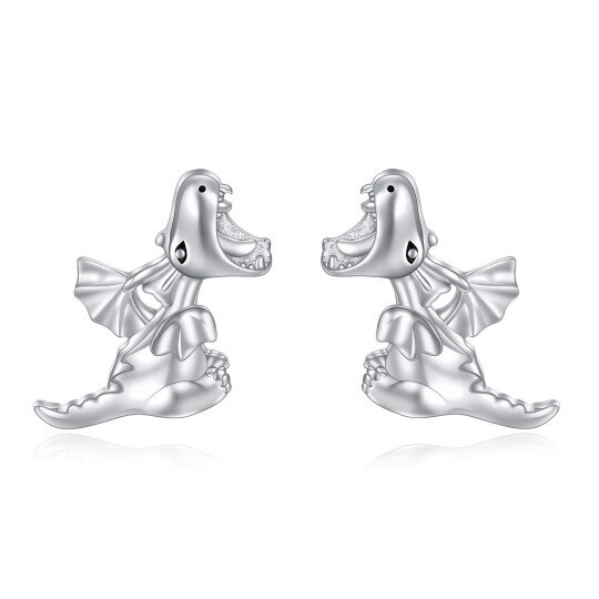 Sterling Silver Dinosaur Stud Earrings