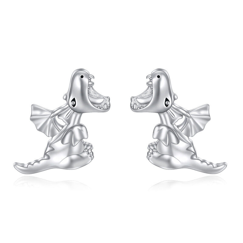 Sterling Silver Dinosaur Stud Earrings-3