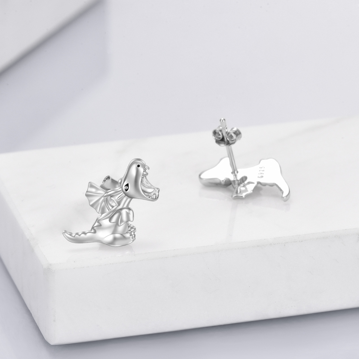 Boucles d'oreilles dinosaures en argent sterling-4