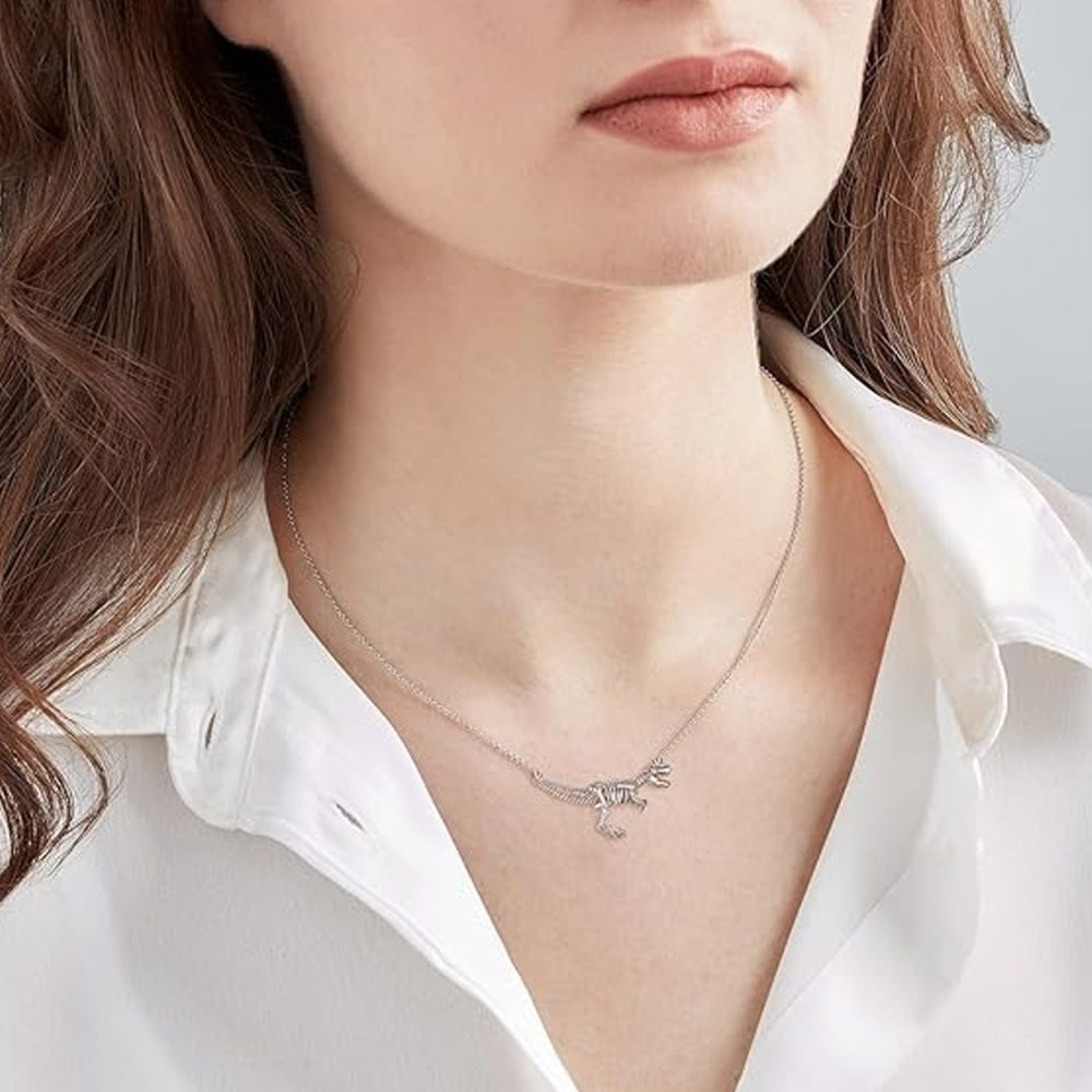 Collier en argent sterling avec pendentif en forme de pièce de monnaie Dinosaures-2