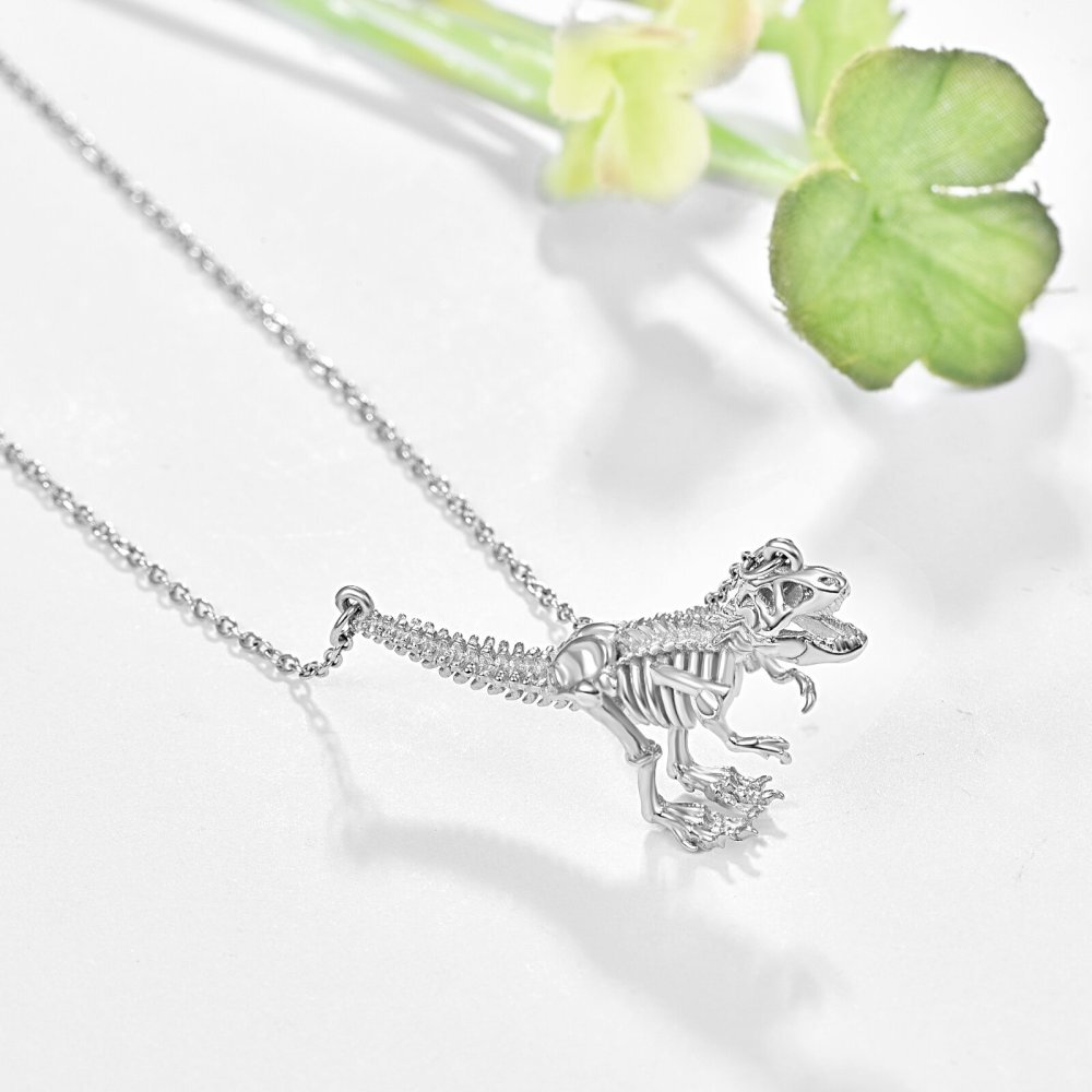 Collier en argent sterling avec pendentif en forme de pièce de monnaie Dinosaures-3
