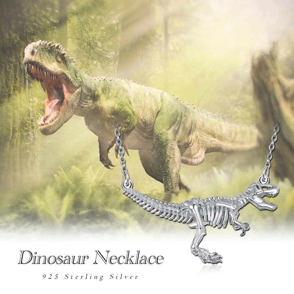 Collier en argent sterling avec pendentif en forme de pièce de monnaie Dinosaures-4