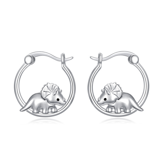 Boucles d'oreilles créoles dinosaures en argent sterling