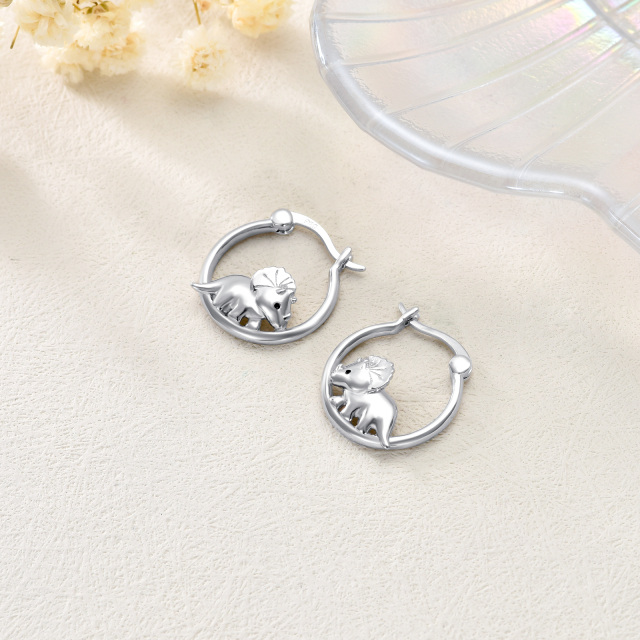 Sterling Silver Dinosaurs Hoop Earrings-3