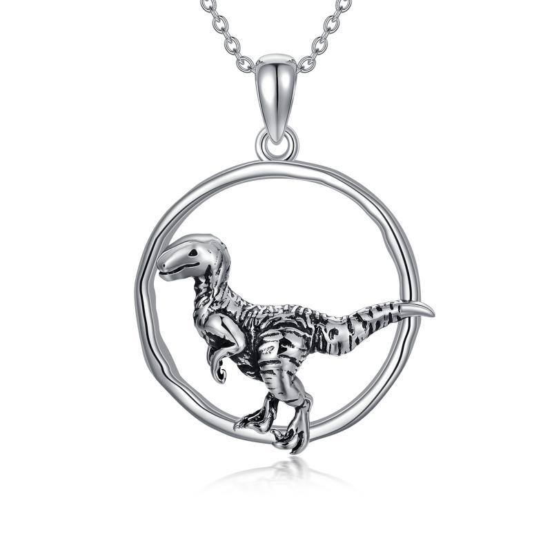 Collier en argent sterling avec pendentif Dinosaures-1