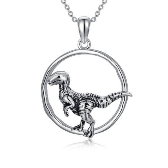 Sterling Silber Dinosaurier Anhänger Halskette