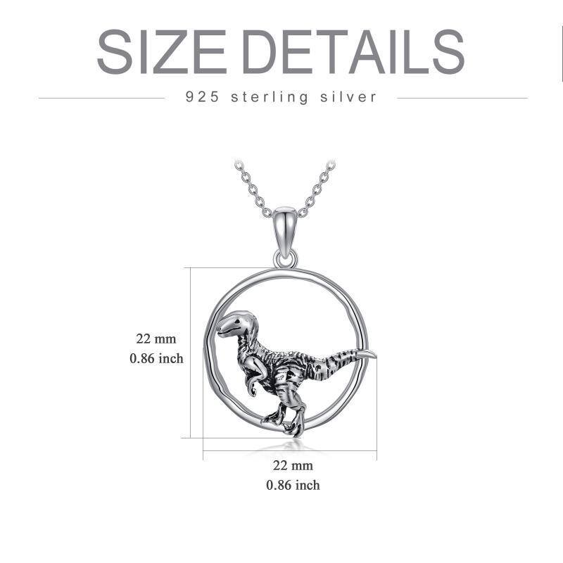 Sterling Silver Dinosaurs Pendant Necklace-5