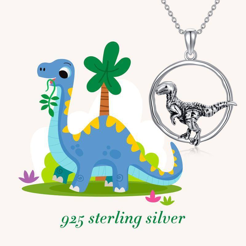 Collier en argent sterling avec pendentif Dinosaures-6