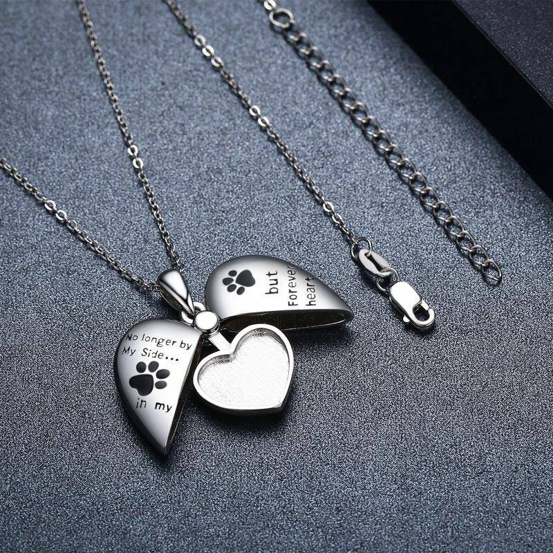 Collana in argento sterling con medaglione personalizzato con foto di cane e gatto e parola incisa-4