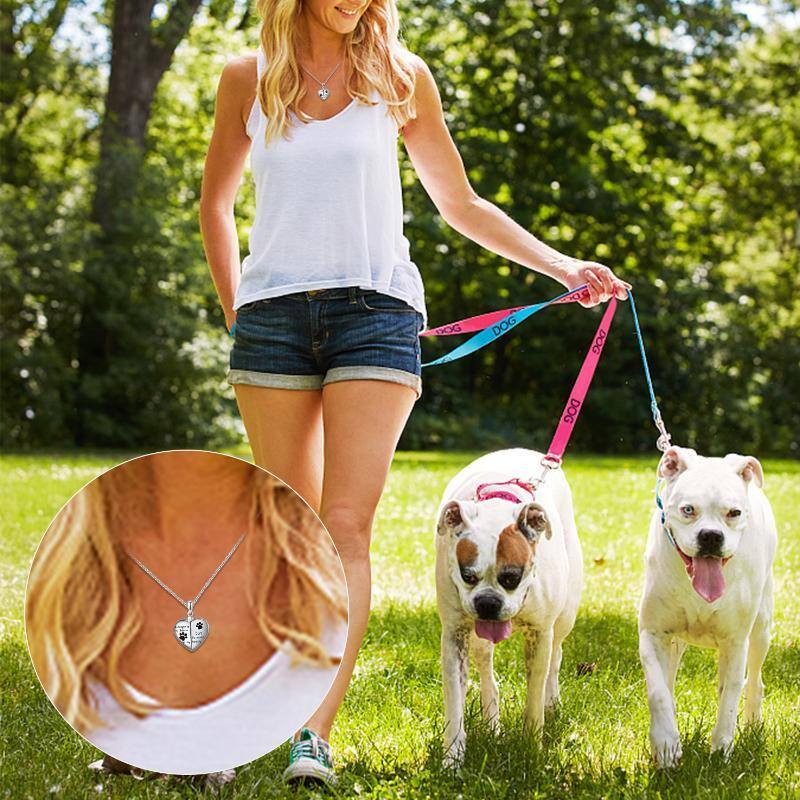 Sterling Silver Dog Cat Paw Personalized Photo Locket Necklace with Engraved Word-5