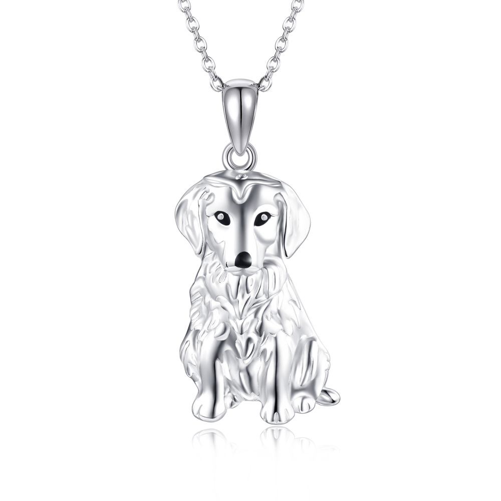 Sterling Silver Dog Charm Necklace for Women-1