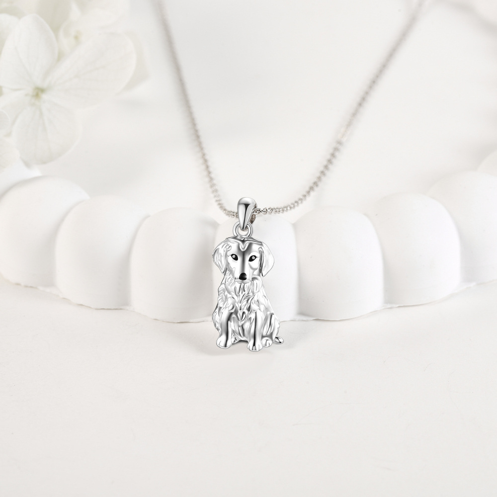 Sterling Silver Dog Charm Necklace for Women-3