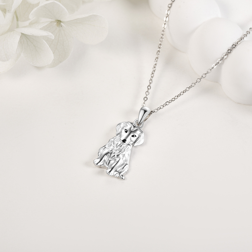Sterling Silver Dog Charm Necklace for Women-4