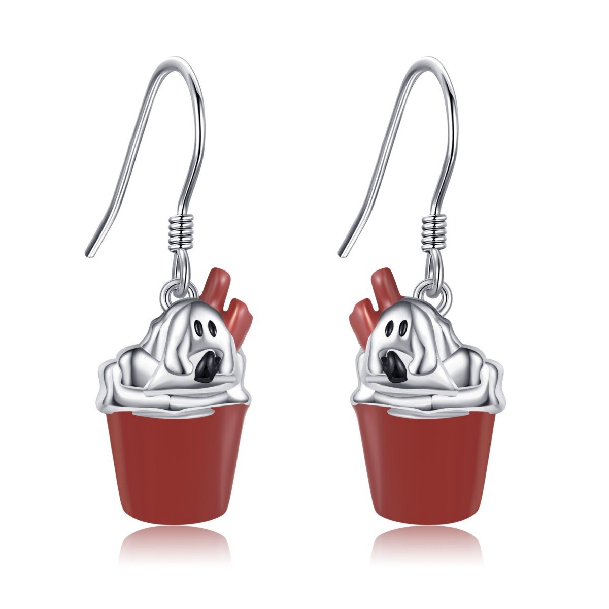 Sterling Silver Dog Drop Earrings for Women-1