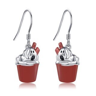 Sterling Silver Dog Drop Earrings for Women-2