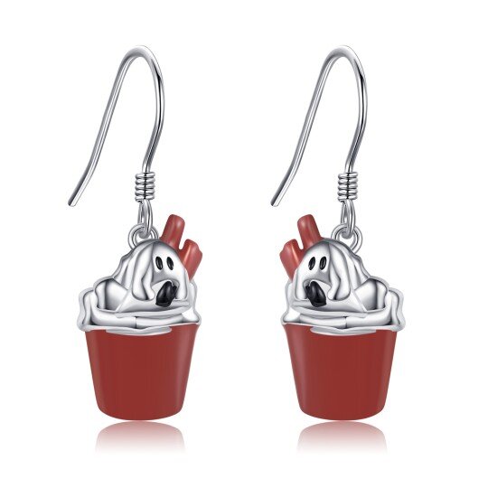 Sterling Silver Dog Drop Earrings for Women