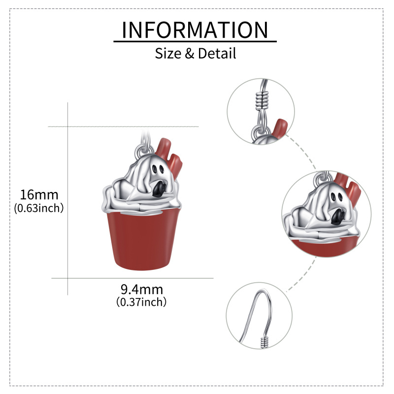 أقراط متدلية من الفضة الإسترلينية على شكل كلب للنساء-5