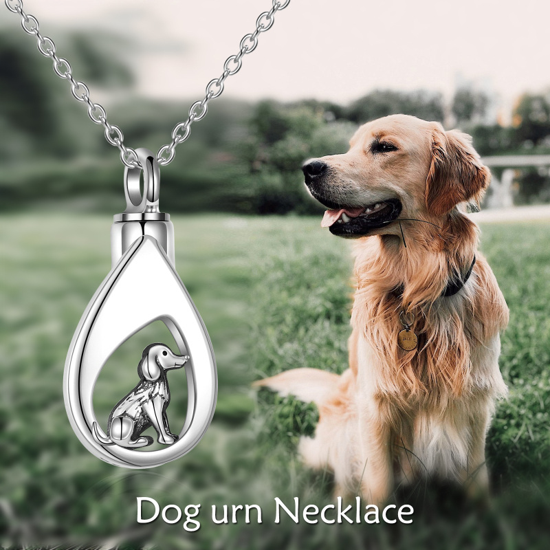 Sterling Silver Dog & Drop Shape Urn Necklace for Ashes-5