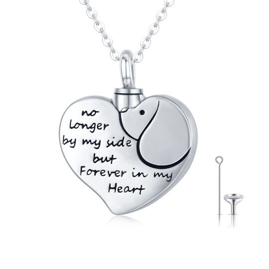 Collana con urna per ceneri con incisione di cane a cuore in argento sterling