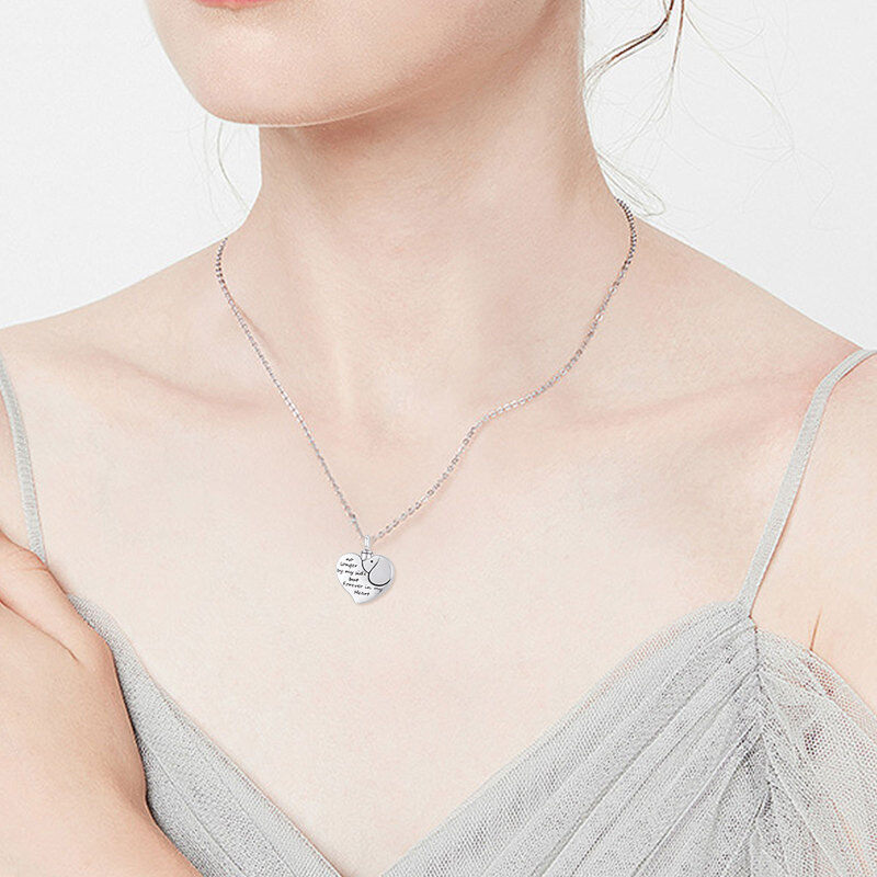 Sterling Silver Heart Dog Engraving Urn Necklace For Ashes-2
