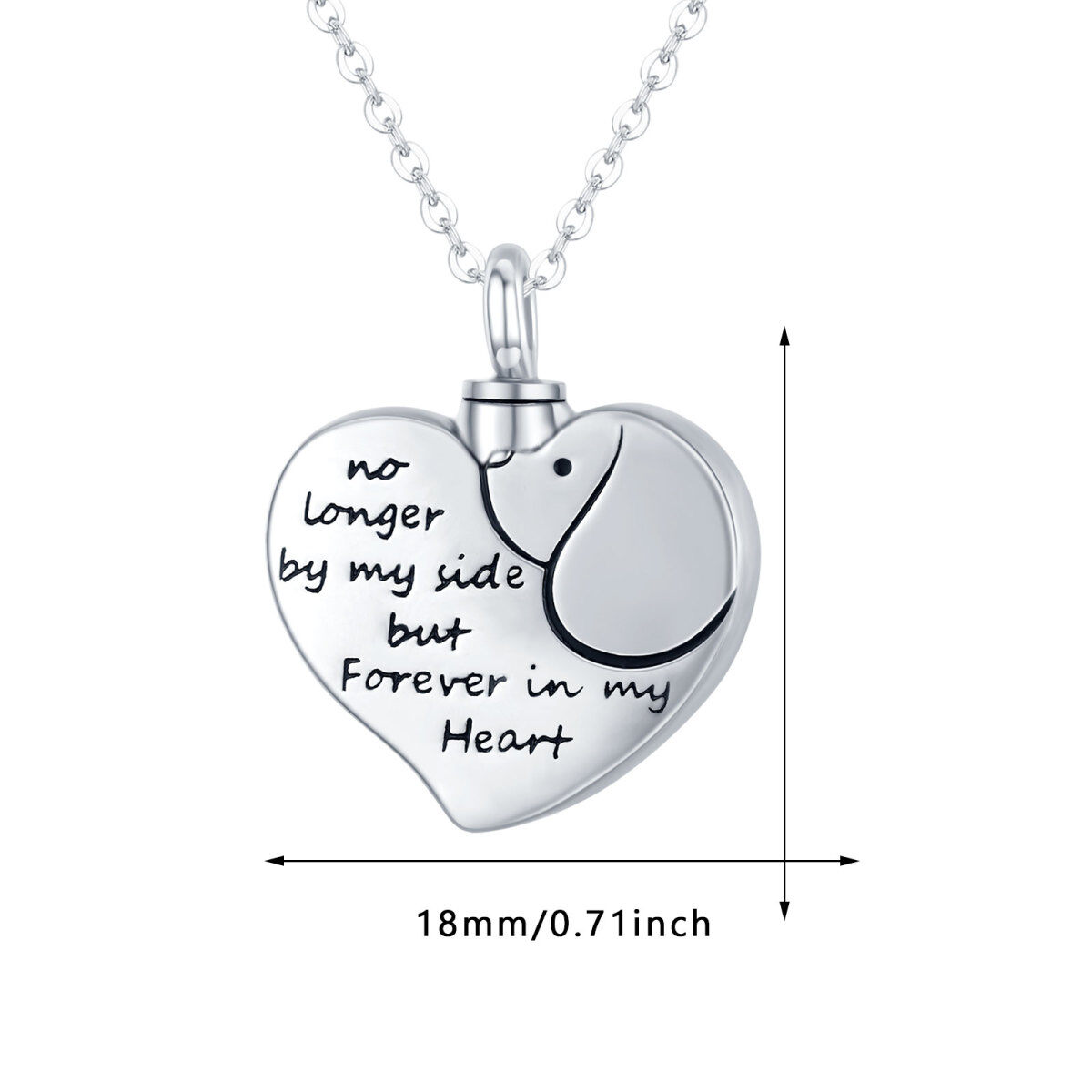 Sterling Silver Heart Dog Engraving Urn Necklace For Ashes-5