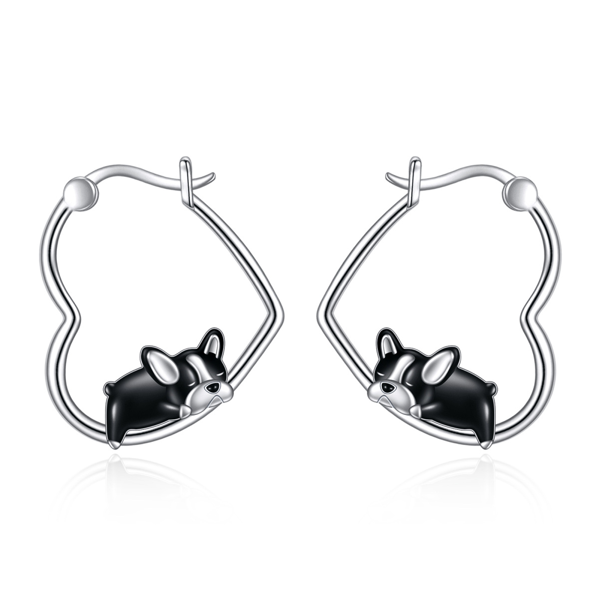 Sterling Silver Dog Hoop Earrings-1