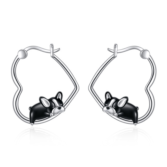 Boucles d'oreilles créoles en argent sterling en forme de chien