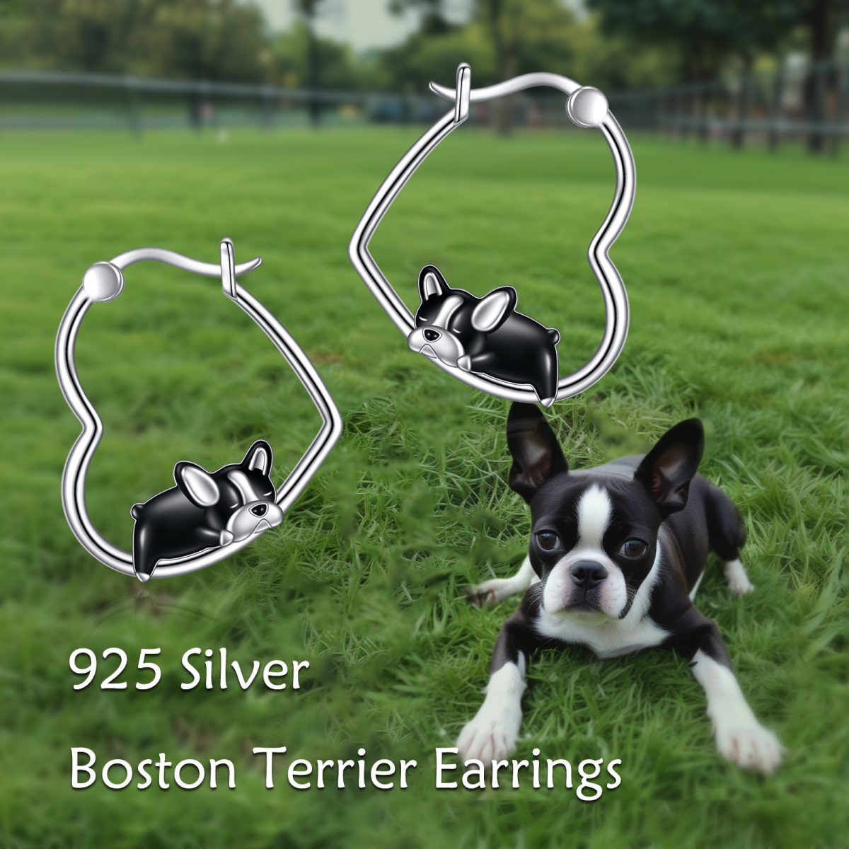 Boucles d'oreilles créoles en argent sterling en forme de chien-6