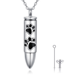 Sterling Silver Dog Paw Bullet Urn Necklace For Ashes For Men-39