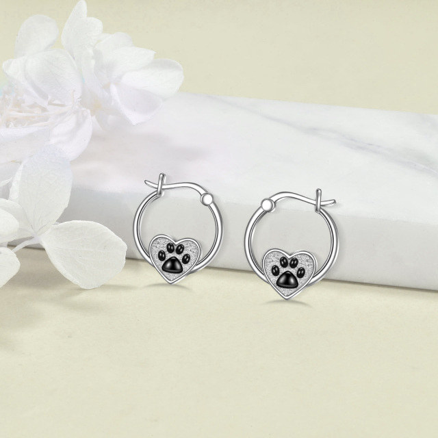 Boucles d'oreilles en argent Sterling Dog & Paw & Heart-3