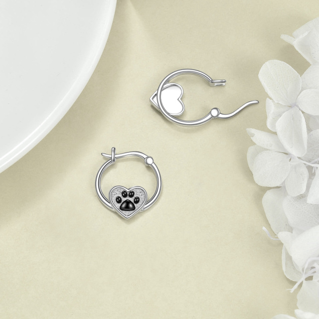 Boucles d'oreilles en argent Sterling Dog & Paw & Heart-4