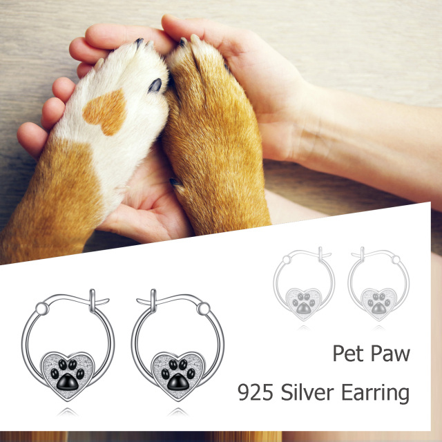 Boucles d'oreilles en argent Sterling Dog & Paw & Heart-6