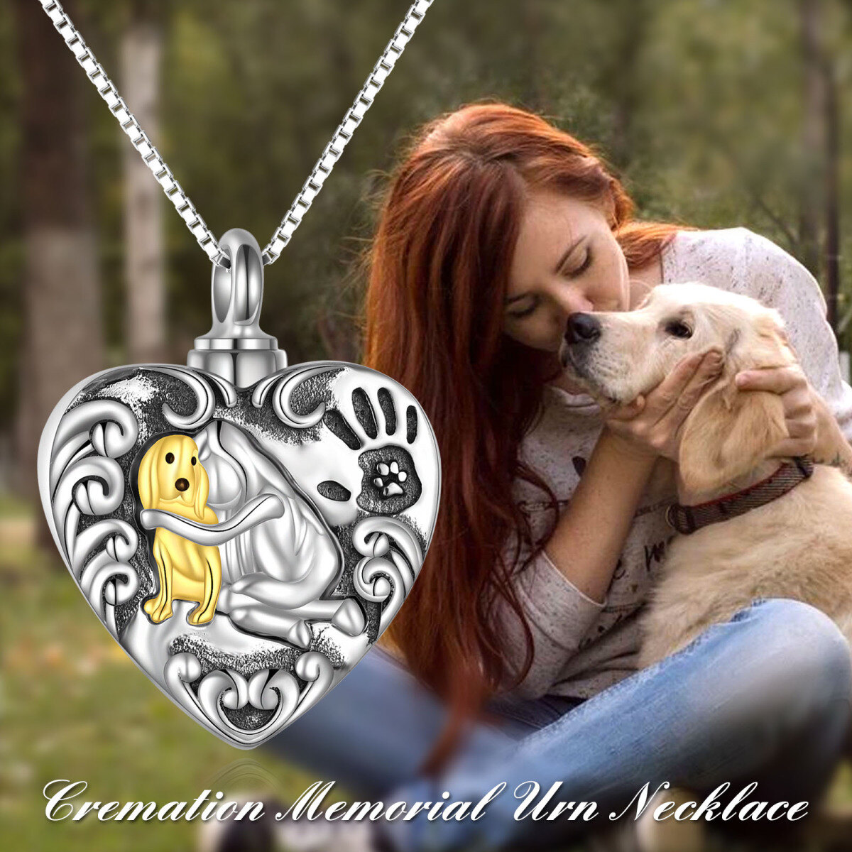 Sterling Silver Dog Paw With Heart Urn Necklace For Ashes For Women-6