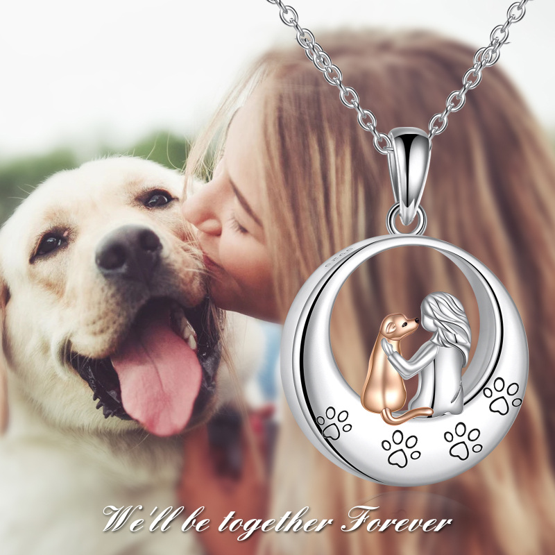 Collier urne funéraire en argent sterling bicolore avec patte de chien-6