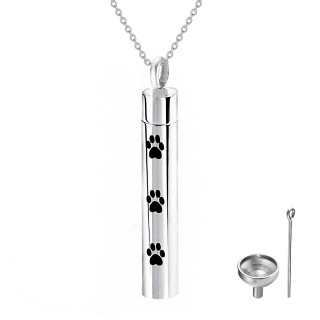 Sterling Silver Dog & Paw Urn Necklace for Ashes-16