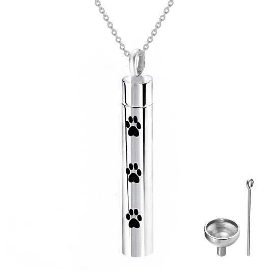 Sterling Silver Dog & Paw Urn Necklace for Ashes