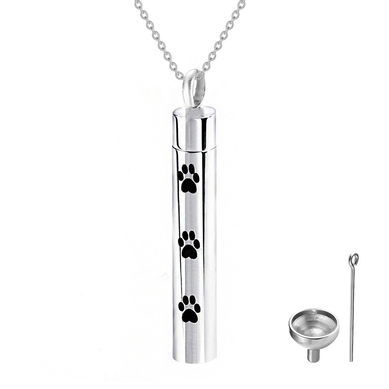 Collier en argent Sterling Dog & Paw Urn-12