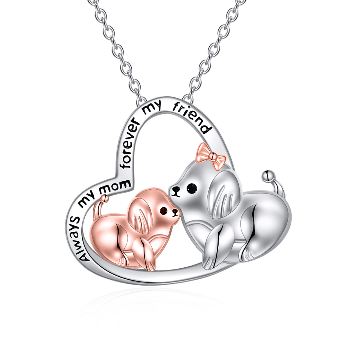 Collier pendentif chien en argent sterling avec mot gravé-1