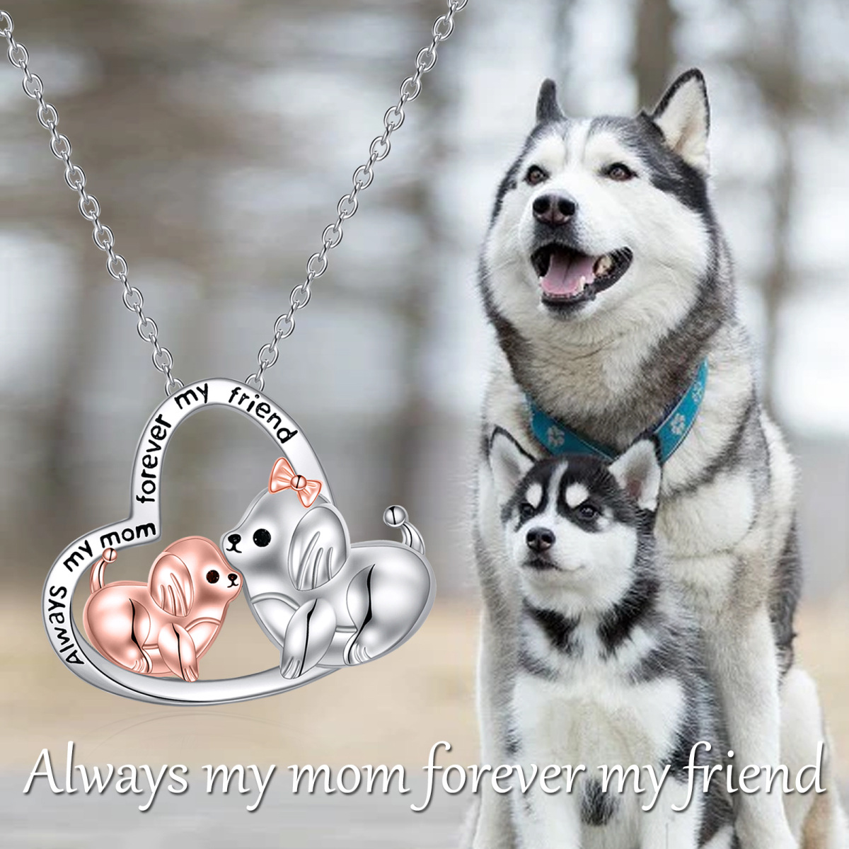 Collier pendentif chien en argent sterling avec mot gravé-6