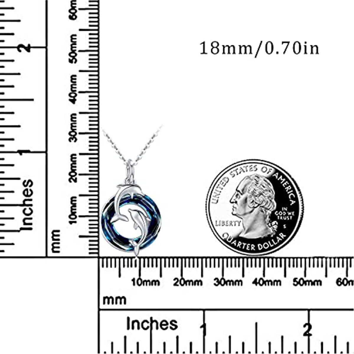 Collier en argent sterling avec pendentif Dolphin Lovers et cristal bleu en forme de cercle-5