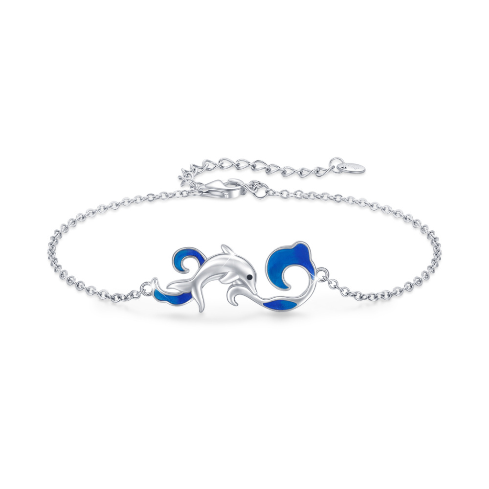 Sterling Silver Dolphin Charm Bracelet-1