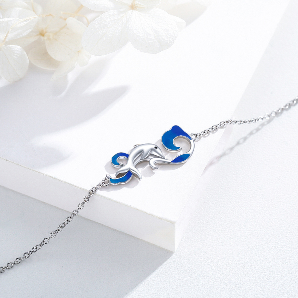Sterling Silver Dolphin Charm Bracelet-3