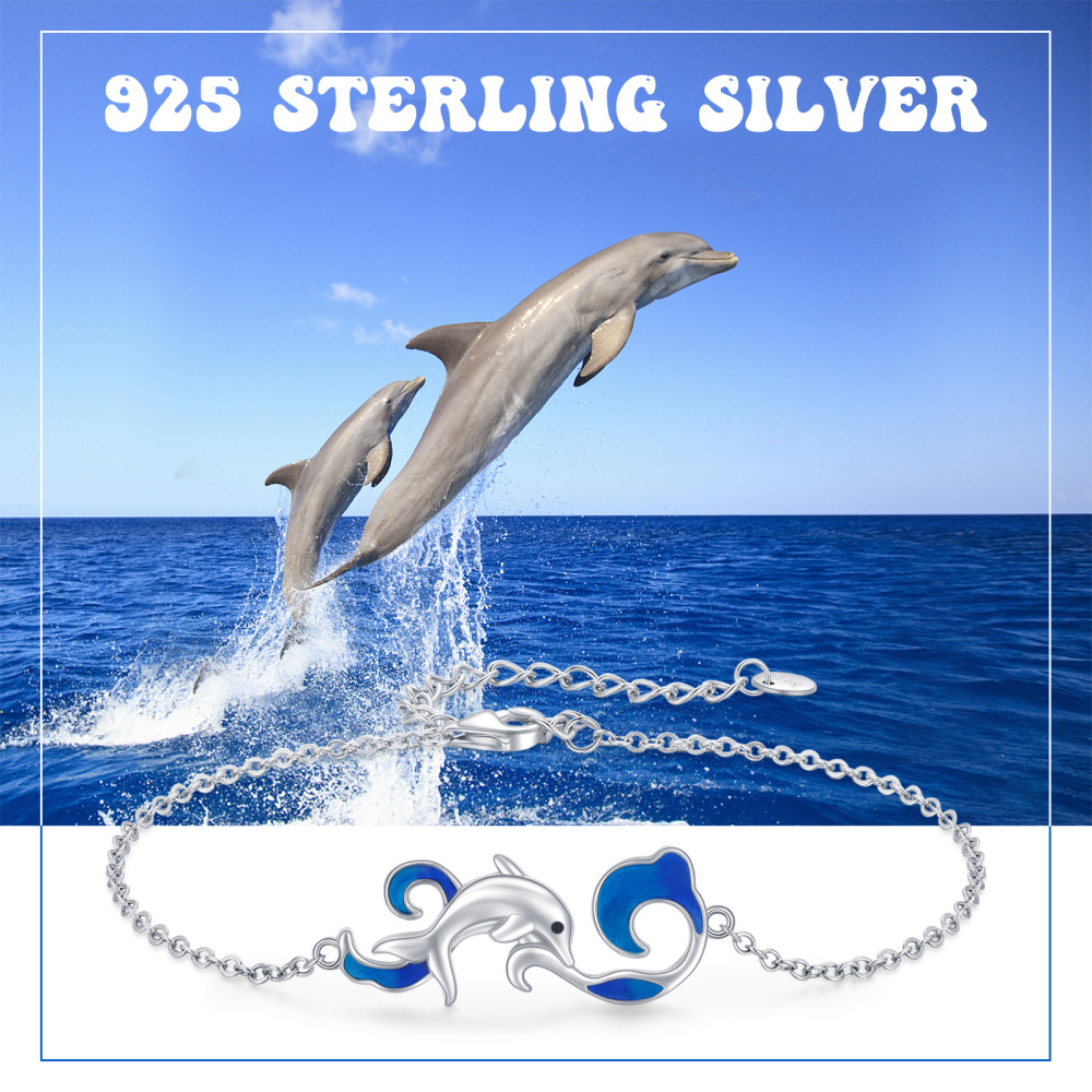 Sterling Silver Dolphin Charm Bracelet-5